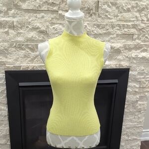 Mango Bright Light Green Ribbed Sweater Tank Top